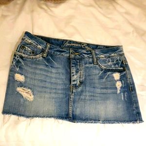 Distressed Denim Mini Skirt